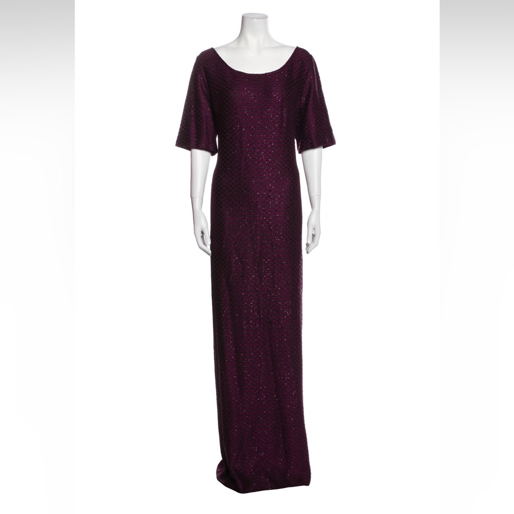 St. John size. XL purple sequin evening gown short sleeve